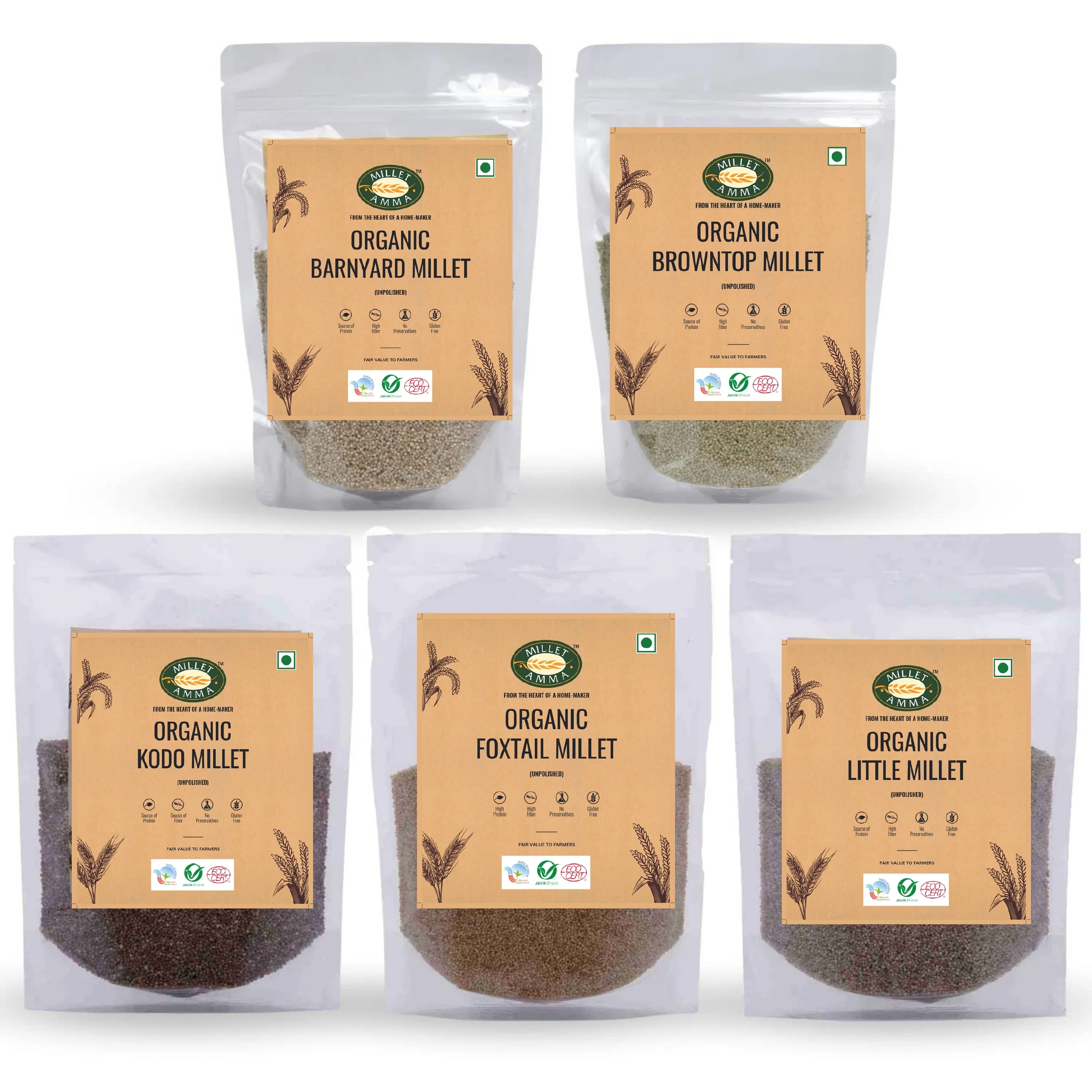 Siridhanya Grain Combo Organic Millet Pack of 5 kg