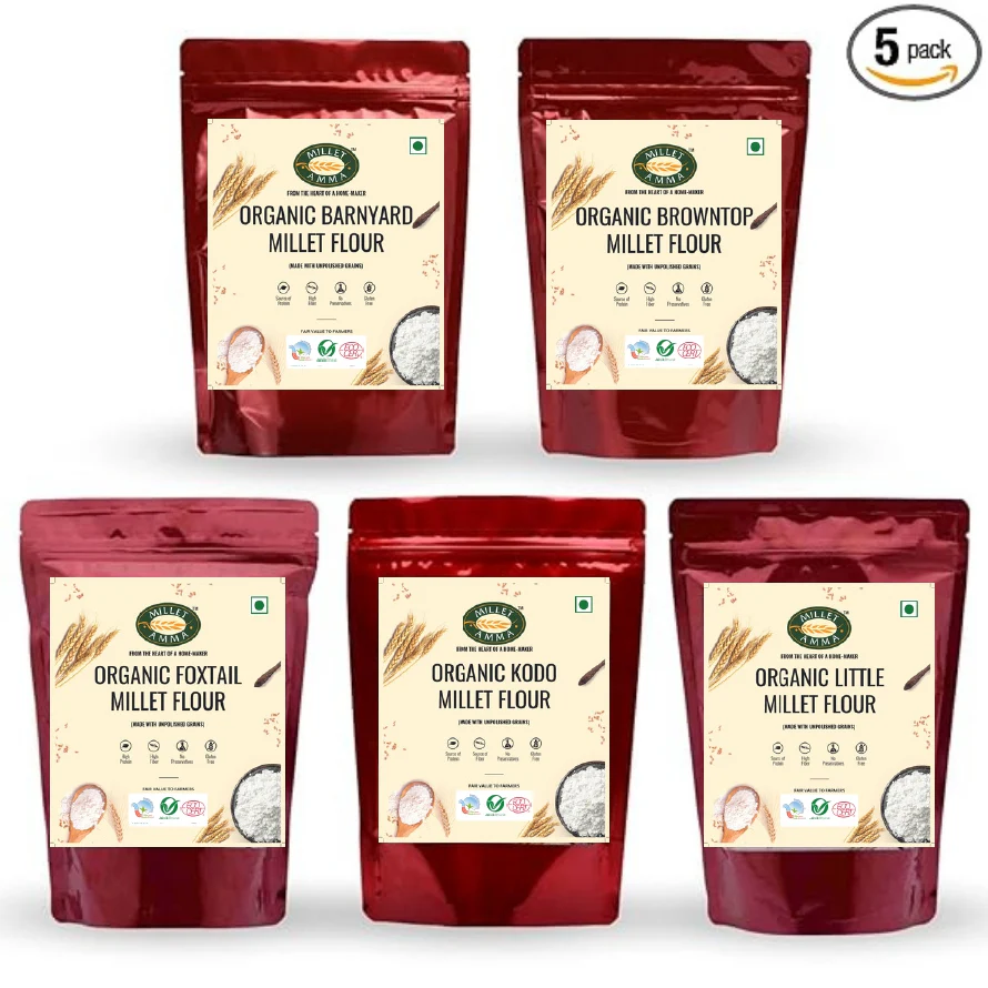 Siridhanya Flour Combo Organic Millet Pack of 5   2.5 Kg - Each 500 