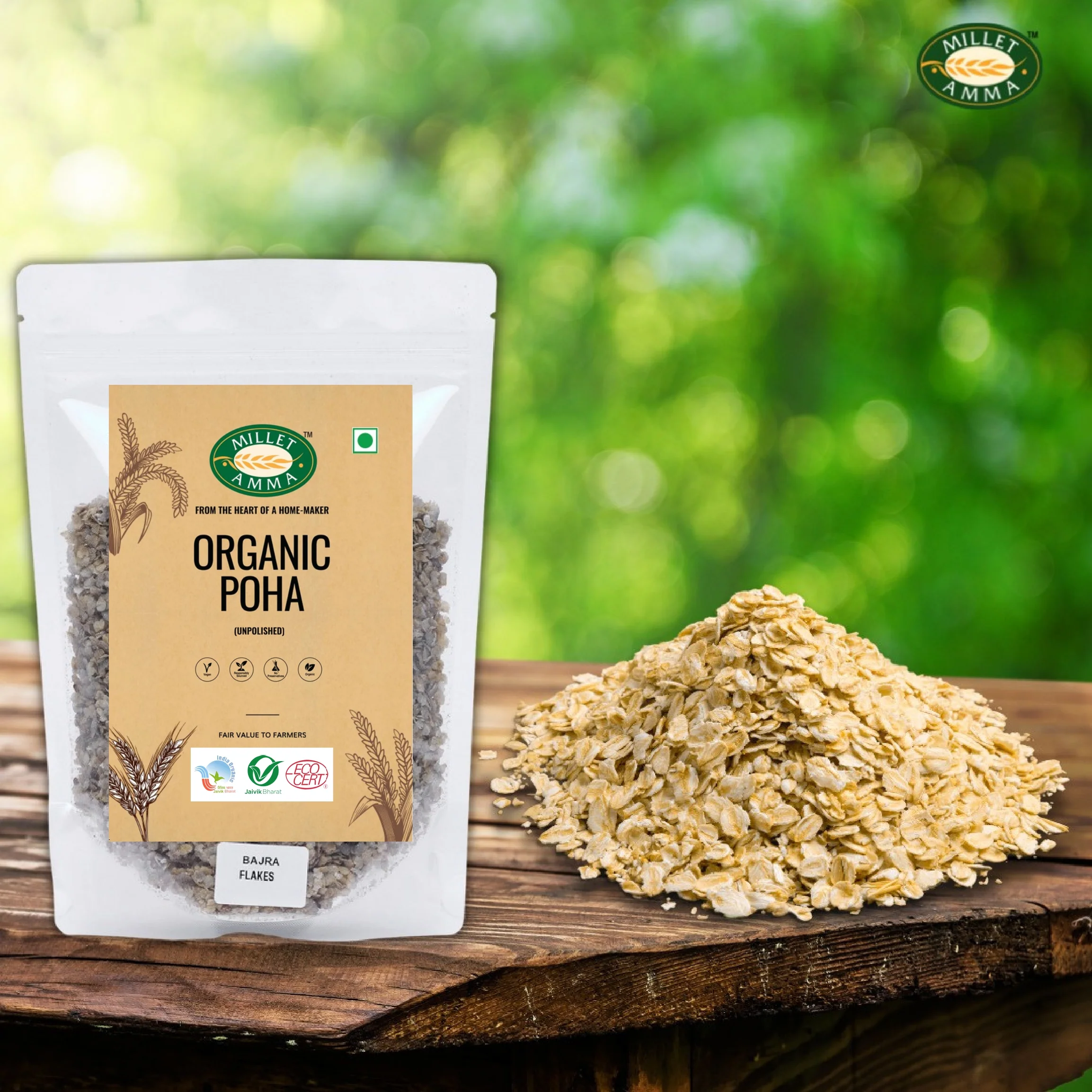 Bajra Millet Poha Flakes Organic 500 gms